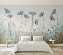 Papel de parede foto 3d estilo north europeu, papel de parede com flores verdes de hortelã, decoração interior de casa, sala de estar, mural de papel de parede 2024 - compre barato