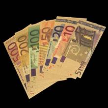 7pcs/set Color Euro Banknote Sets 5 10 20 50 100 200 500 EUR 24K Gold foil banknote Commemorative coin home Decro banknotes 2024 - buy cheap