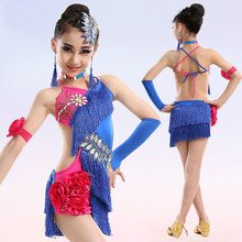 Children colorful Latin Dance Dress For Girls Fringe Costumes For Kids Modern Junior Tassel Ballroom Salsa Samba Tango Clothes 2024 - buy cheap