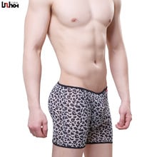 Sexy Men Underwear Transparent Boxer Shorts Man Leopard Underpants Cuecas Mesh Mid-waist U Convex Pouch Panties M-XL 2024 - buy cheap