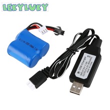 Equilíbrio Plugs de 7.4 v 600 mah Recarregável Li-ion Battery com Carregador USB para RC Barco Skytech H100 H102 H106 Q2 q3 2024 - compre barato