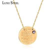 LUXUSTEEL  Stainless Steel Round Pendants With Arabic Letter Jewelry Gold Color Link Chains Necklaces Collars Party Wholesale 2024 - buy cheap