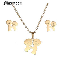 Maxmoon Romantic Bride Necklace Earring Sets  Lover Style Stainless Steel Jewelry For Wedding Gift 2024 - buy cheap