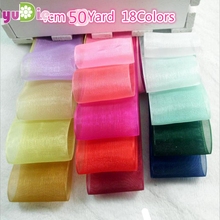 Cotton 40mm 50 Yard/Rolls 44M Transparent Silk Organza Polyester Ribbon For Wedding Party Decoration Webbing Gift Packing Belt 2024 - buy cheap
