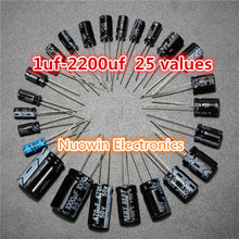 High Quality 1uF~2200uF 25 values *5 pcs=125 pcs Electrolytic Capacitors Assortment Kit Assorted Set 2024 - buy cheap