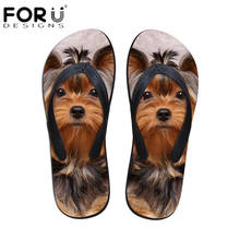 FORUDESIGNS Stylish Women Summer Beach Flip Flops Cute 3D Pet Cat Dog Terrier Printing Sandals Shoes for Ladies Girls Flat Shoes 2024 - buy cheap