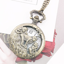 Top Brand Bronze Monkey Hollow Quartz Pocket Watches Necklace Fob Chain Watch Pendant Womens Men GIft CF1082 2024 - buy cheap