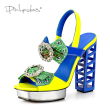 Sinsaut-Sandalias de cuña con diamantes de imitación para mujer, zapatos de tacón alto de diseñador, sandalias de plataforma cuñas para mujer 2024 - compra barato