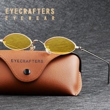 Eyecrafters Vintage Womens Brand Designer Cat Eye Sunglasses Fashion Women Steampunk Retro Small Round Oval Yellow Sunglasses 2024 - buy cheap