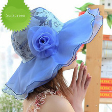 Шляпа Женская кружевная с широкими полями, модная пляжная Складная Панама от солнца, с цветочным принтом, с поясом, с защитой от УФ-лучей, летняя, V3 2024 - купить недорого