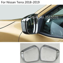 Автомобильная задняя крышка из ABS хромированного бокового стекла заднего вида, рамка для зеркала, защита от дождя, солнцезащитный козырек 2 шт. для Nissan Terra 2018 2019 2020 2024 - купить недорого