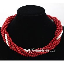 Classy Red and White  Nigerian African Beads Jewelry Necklace Beaded Bridal  Wedding Party Jewelry Set Handmake  hx091 2024 - buy cheap
