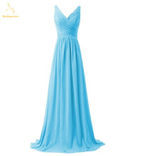 Bealegantom-vestido longo de chiffon azul, novo, elegante, vestido de baile 2021 frisado, formal, festa à noite, roupa adesiva, aq1509 2024 - compre barato