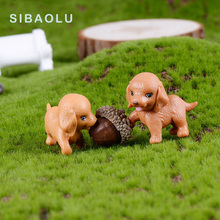 2pc Brown Dog miniature Figurine animals model garden Figurine home decoration accessories Decor fairy PVC craft Bonsai toy 2024 - buy cheap