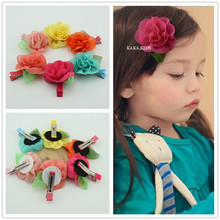 Hot Sale new Fashion baby girl hair grips chiffon flowers hair clips hairpins for kids girls /children hair accessories 2024 - buy cheap