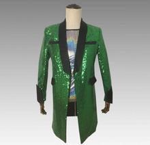 green sequins blazer men suits designs jacket mens stage costumes for singers clothes dance star style dress punk rock masculino 2024 - buy cheap