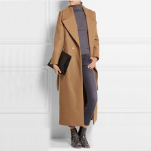 Женское двубортное пальто ZADORIN, винтажное двубортное пальто из верблюжьей шерсти с поясом на зиму 2024 - купить недорого