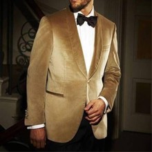 Calça masculina de veludo com lapela xale, nova calça de um botão preta feita sob encomenda para casamento e noivado (jaqueta + calça), 2020 2024 - compre barato