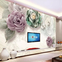 European stereo flower sofa TV background wall professional production mural factory wholesale wallpaper mural poster photo wall 2024 - buy cheap