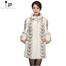 Winter Women Faux Fur Coat High Quality Mink Slim White Thick Warm Jacket Plus Size Ladies Coats Long The Fur Coats Overcoat 4XL 2024 - buy cheap