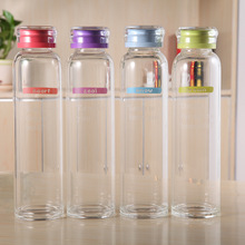 Botella de agua de diseño delgado, botella deportiva con patrón en inglés, de vidrio portátil de alta calidad, novedad 2024 - compra barato