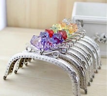Freeshipping 12.5CM arc Crystal diamond stone Candy bead Coins purse frame silver Kiss Clasp Metal-opening Bag accessories 10pcs 2024 - buy cheap
