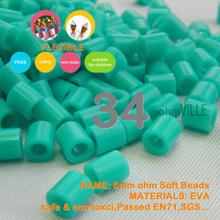 Hot Sale!!! 5mm Soft Flexible Ohm Beads ( Turquoise Green Id:34 ) 90 Colors For Choose Hama Beads Activity + Free Shipping 2024 - buy cheap