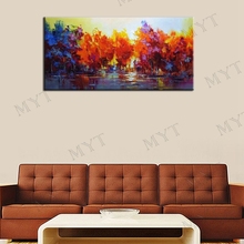 Cuadros Decoracion Wall Art Myt Professional Artist Handmade High Quality Colorful The Lake Forest Painting On Canvas Unframed  2024 - buy cheap