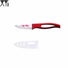 XYJ Brand High Grade Ceramic Knife 3 Inch Fruit Knife + Cover Red Handle Beauty Flower White Blade Kitchen Knife Hot Selling 2024 - buy cheap