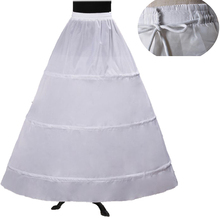 Frete grátis branco 3 três aros saia petticoats crinoline deslizamento underskirt para uma linha vestido de noiva jupon fille 2024 - compre barato