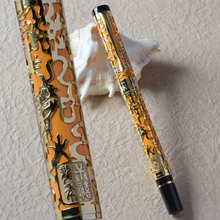 JINHAO 5000 ручка шариковая с оранжевым и золотым роликом DRAGON E резная 2024 - купить недорого