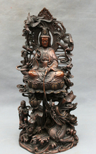 USPS a EE. UU. S1590 18 "Chinese Pure Bronze Dragon Phoenix Niño Olla De Loto GuanYin kwan-yin Estatua 2024 - compra barato