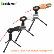 3.5mm Audio Wired Stereo Condenser Stereo Desktop Microphone With Holder Stand Clip For PC Chatting Singing Karaoke 2024 - buy cheap
