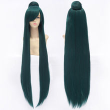 100cm /1M Long Straight Anime Sailor Pluto Meiou Setsuna Wigs Cosplay Costume Wig With A bun + Wig Cap 2024 - buy cheap