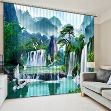 Cortinas cascata com paisagem chinesa, cortinas para sala de estar, quarto, cortina de poliéster 2024 - compre barato