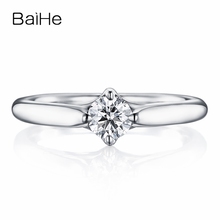 BAIHE sólido 10 K oro blanco (AU417) anillo de joyería fina de regalo de boda para fiesta de compromiso de Moissanite de moda redondo certificado 0.25ct 2024 - compra barato