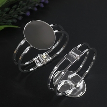 Silver Plated 30x40mm Cuff Bracelet Settings Oval Blank Base Trays Bezel for Cabochon Cameo DIY Fashion Bracelet Handmade 2024 - buy cheap