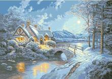 14/16/18/27/28 top Quality beautiful lovely counted cross stitch kit snow house home cottage villa in winter 2024 - buy cheap