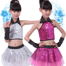 Children Sequin Jazz Dance Modern Dance Costume fashion Latin waltz dancing dress stage show dresses 2024 - buy cheap
