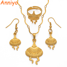 Anniyo Gold Color New Bird Pendant Necklaces/Earrings/Free Size Ring,Papua New Guinea Jewellery PNG Gifts #114606 2024 - buy cheap