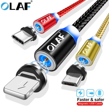 OLAF LED Magnetic Cable & Micro USB Cable & USB Type C Cable 2.4A Fast Charging USB C Magnetic Charger For Iphone X Samsung S10 2024 - buy cheap