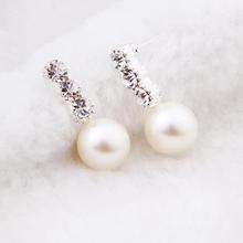 2018 New Fashion Cute Compact Pearl Stud Earrings Lady Girls Alloy Crystal Rhinestone Earrings Women's Jewelry Gift 2024 - buy cheap