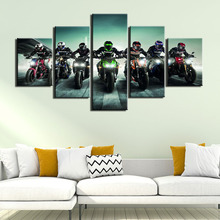 Pôsteres e impressões de motocicleta 5 painéis, arte de parede, pintura de tela, fotos de parede para sala, decoração de casa 2024 - compre barato