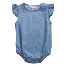 Summew new Newborn Infant Baby Girl ruffles sleeve denim Bodysuit Playsuit Jumpsuit lovely kid solid Bodysuits Sunsuit Clothes 2024 - buy cheap