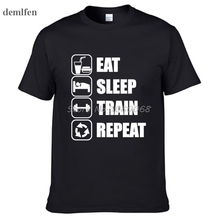 Summer Male Cotton Tees Tops Eat Sleep Train Repeat Novelty Design Men's T-shirt O-Neck Short Sleeve T Shirt 2024 - buy cheap