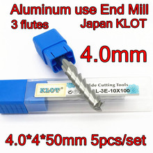 4.0*4*50mm 5 pcs/set  4mm Petiole 3flutes Japan KLOT Solid carbide Aluminum Use End Mill CNC Tools Free shipping 2024 - buy cheap