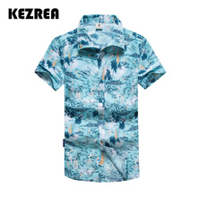 Kezrea Men Shirt Summer Style Palm Tree Print Beach Hawaiian Shirt Men Casual Short Sleeve Hawaii Shirt Chemise Homme Asian Size 2024 - buy cheap