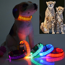 Luminous pet LED luminous pet spots Fluorescent luminous leopard dog collar Articles Free shipping 10pcs/Lot 2024 - buy cheap