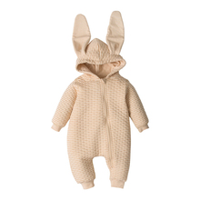 Macacão infantil de orelhas de coelho, roupas para bebês de algodão para meninos e meninas, roupas com capuz, pijama de coelho e babado 2024 - compre barato