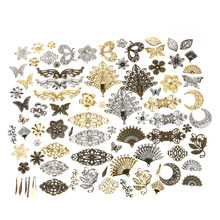 10 unids/lote de conectores artesanales de Metal para joyería DIY, envolturas de flor de filigrana de Color dorado/bronce/plateado, accesorios para hacer joyas 2024 - compra barato